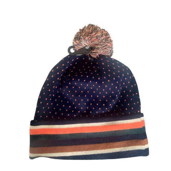 L.L Bean Katahdin Pom Beanie Carbon Navy Script Logo, New Unisex - Picture 2 of 3